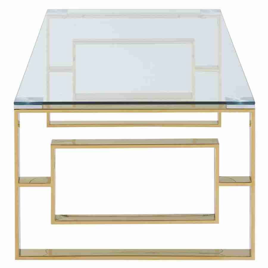 Glass Top Coffee Table in Gold and Silver