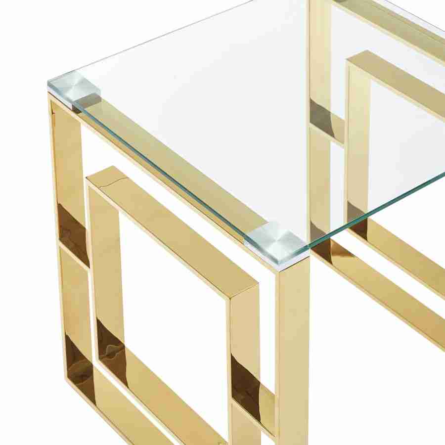 Glass Top Coffee Table in Gold and Silver