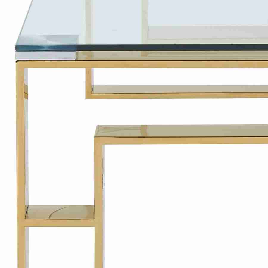 Glass Top Coffee Table in Gold and Silver