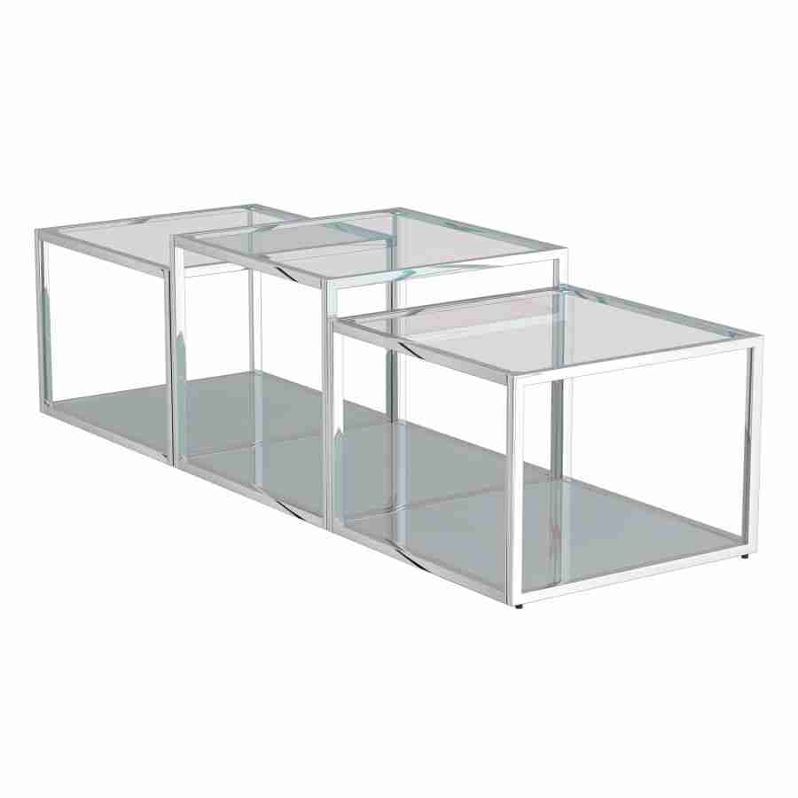 Designer Coffee Table Set with Mirror Base