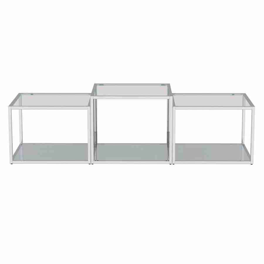 Designer Coffee Table Set with Mirror Base