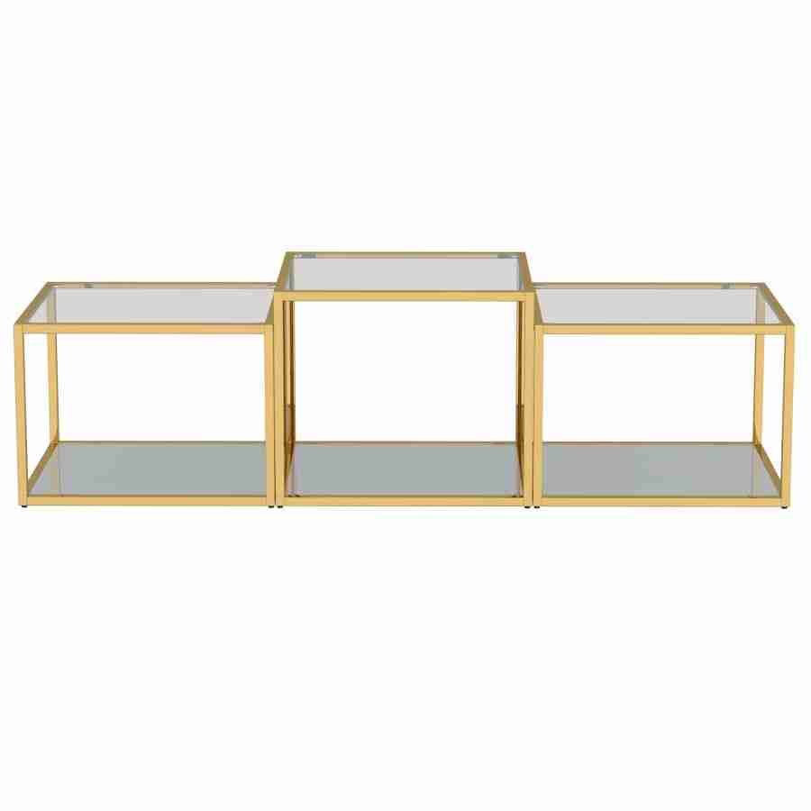 Designer Coffee Table Set with Mirror Base