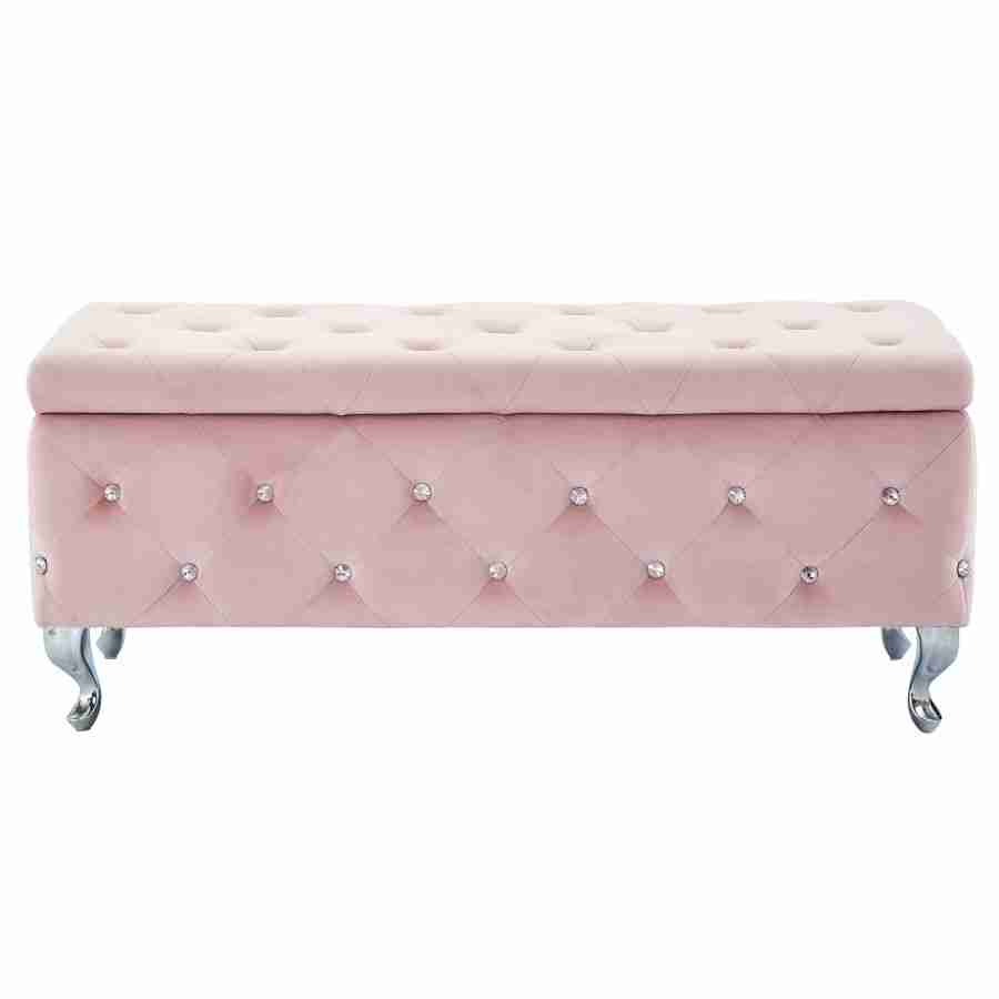 Monique Rectangular Storage Ottoman in White