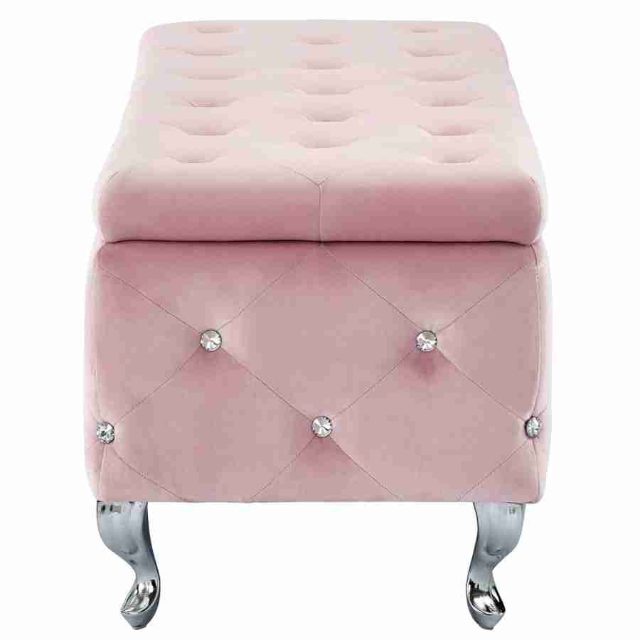 Monique Rectangular Storage Ottoman in White