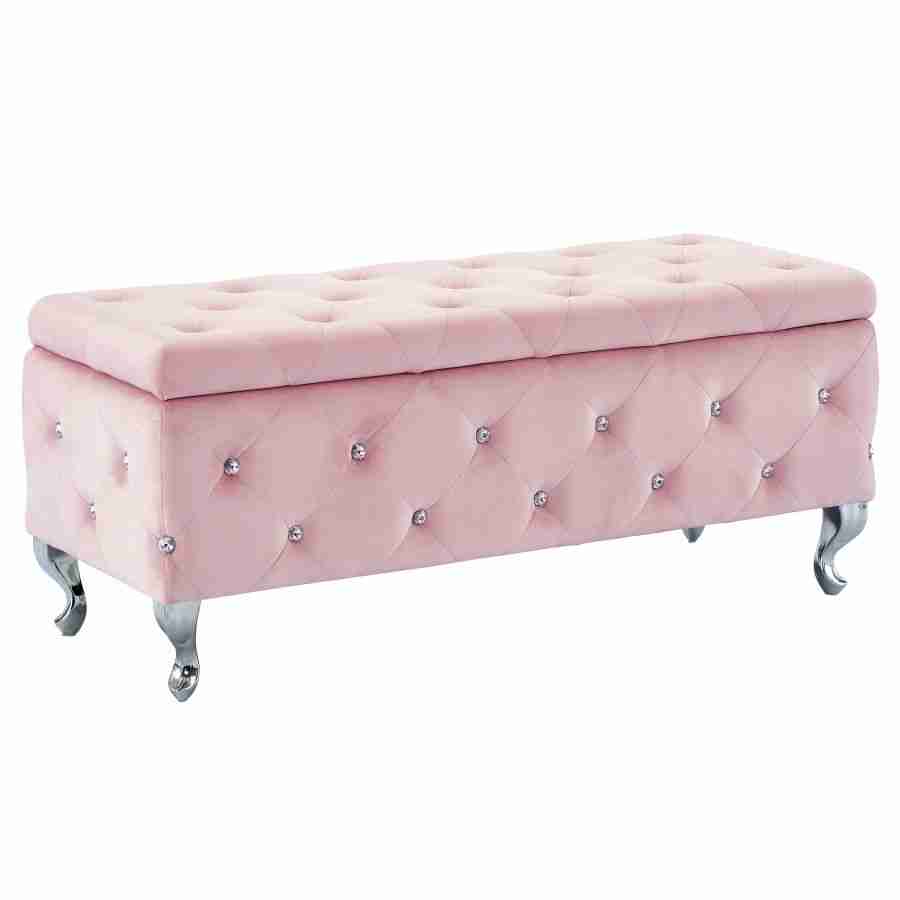 Monique Rectangular Storage Ottoman in White