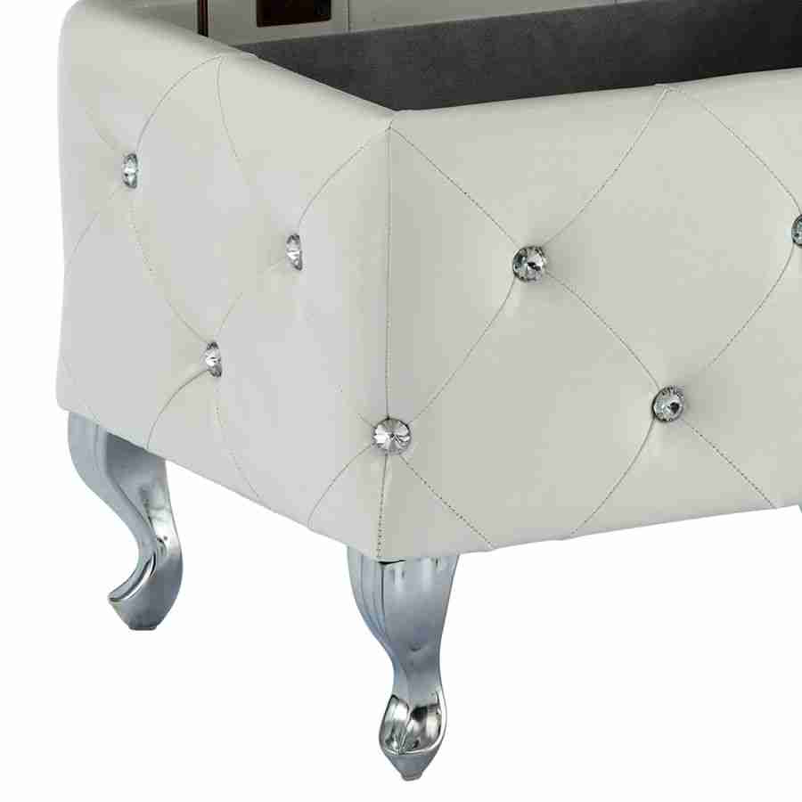 Monique Rectangular Storage Ottoman in White