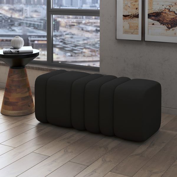 Black Bench with Fabric Seat