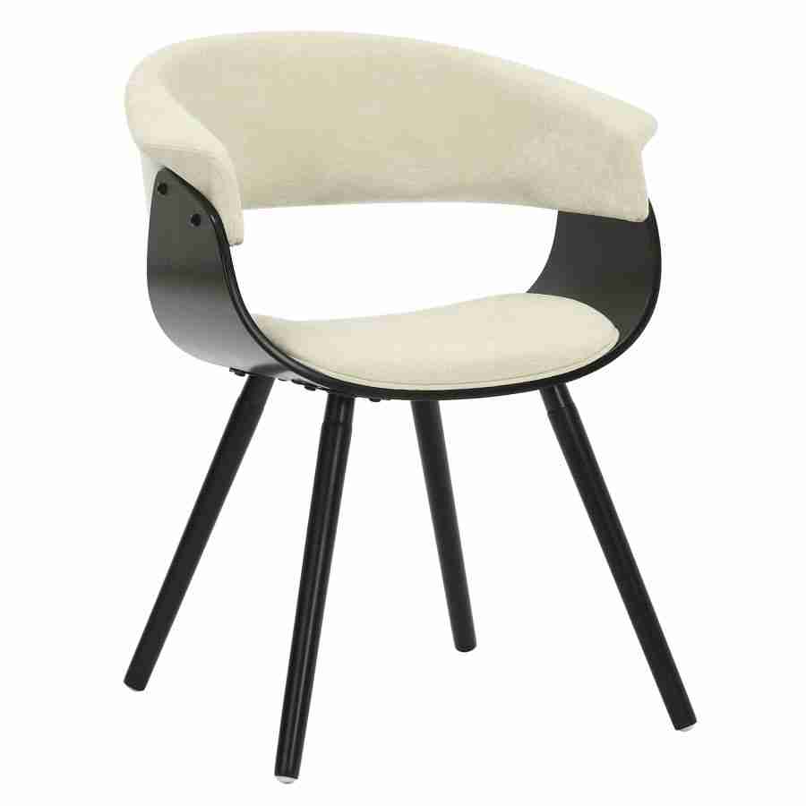 Fabric Accent Chair In Beige and Black