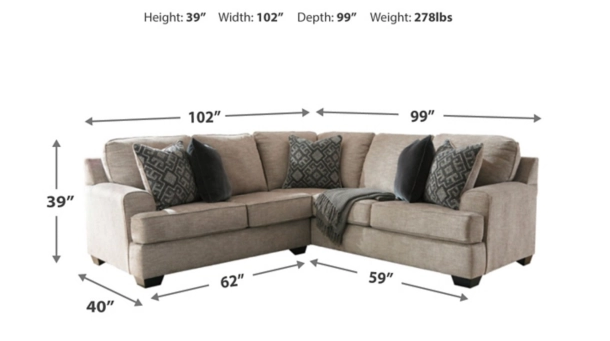 Bovarian 2PC Modern Fabric Sectional