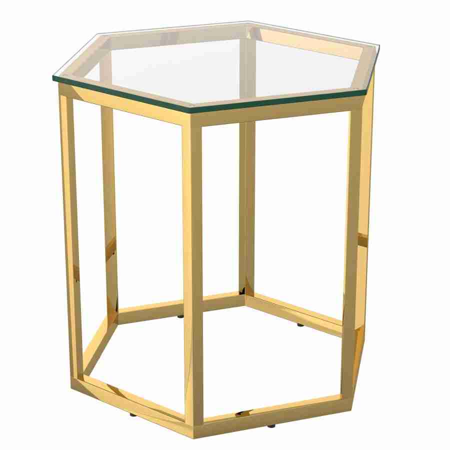 Fleur 3pc Accent Table Set in Gold And Silver