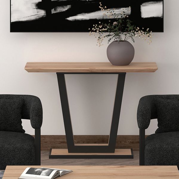Wooden Console Table with Black Legs