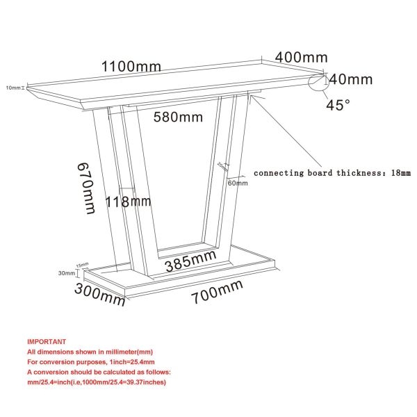 Wooden Console Table with Black Legs