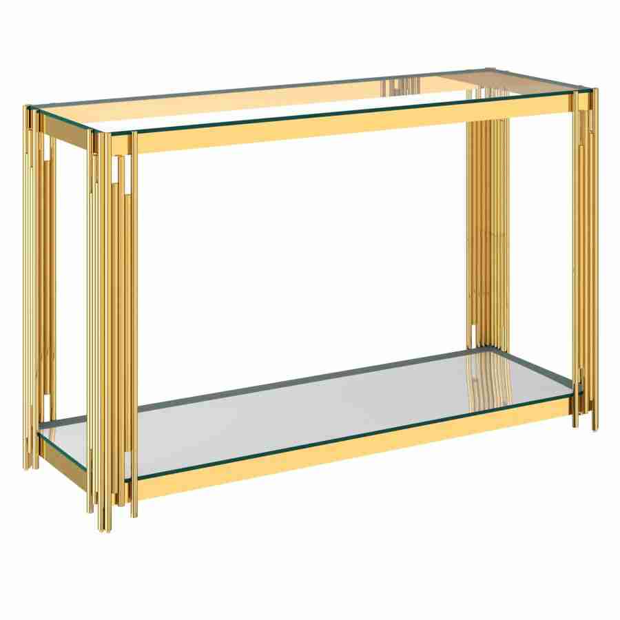 Console Table with Mirrored Glass Bottom