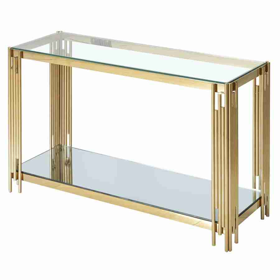 Console Table with Mirrored Glass Bottom