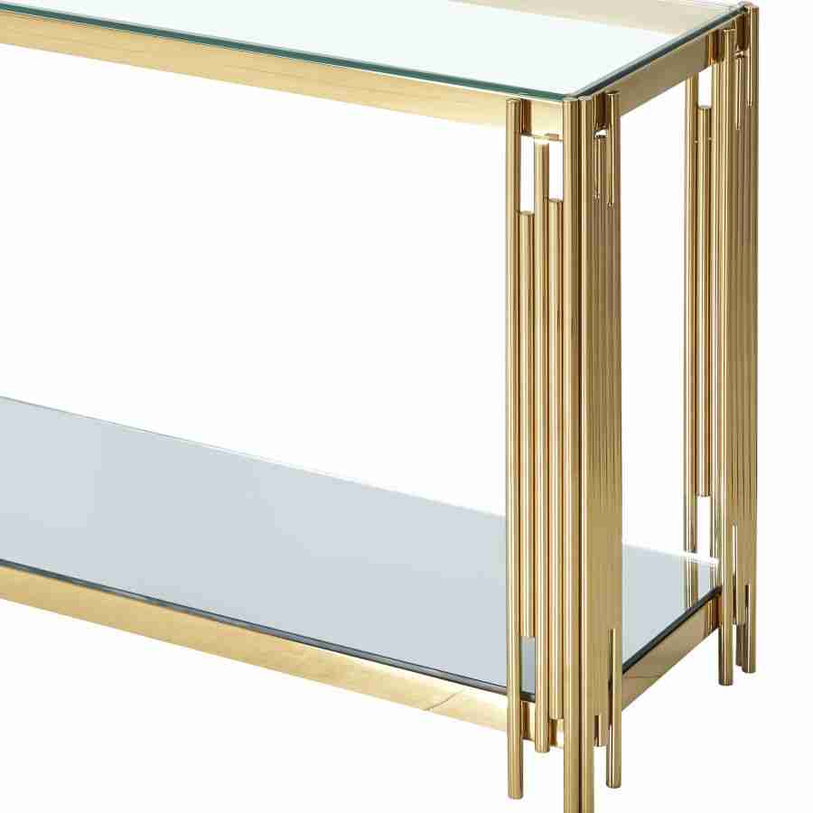 Console Table with Mirrored Glass Bottom