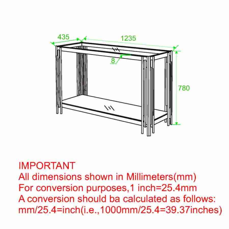 Console Table with Mirrored Glass Bottom