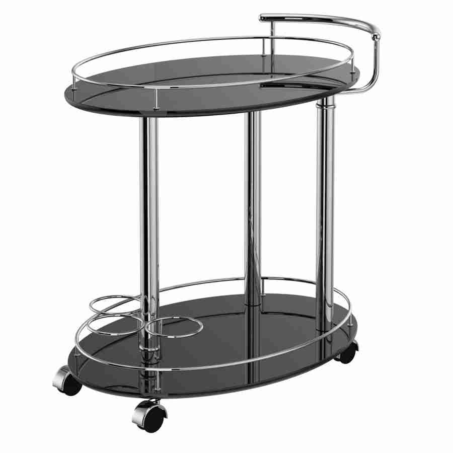 Inka 2-tier Bar Cart in Black and Chrome