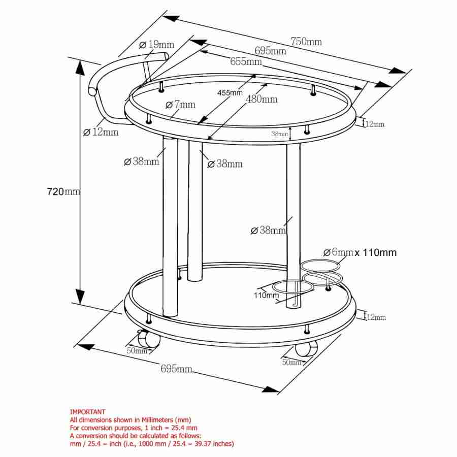 Inka 2-tier Bar Cart in Black and Chrome