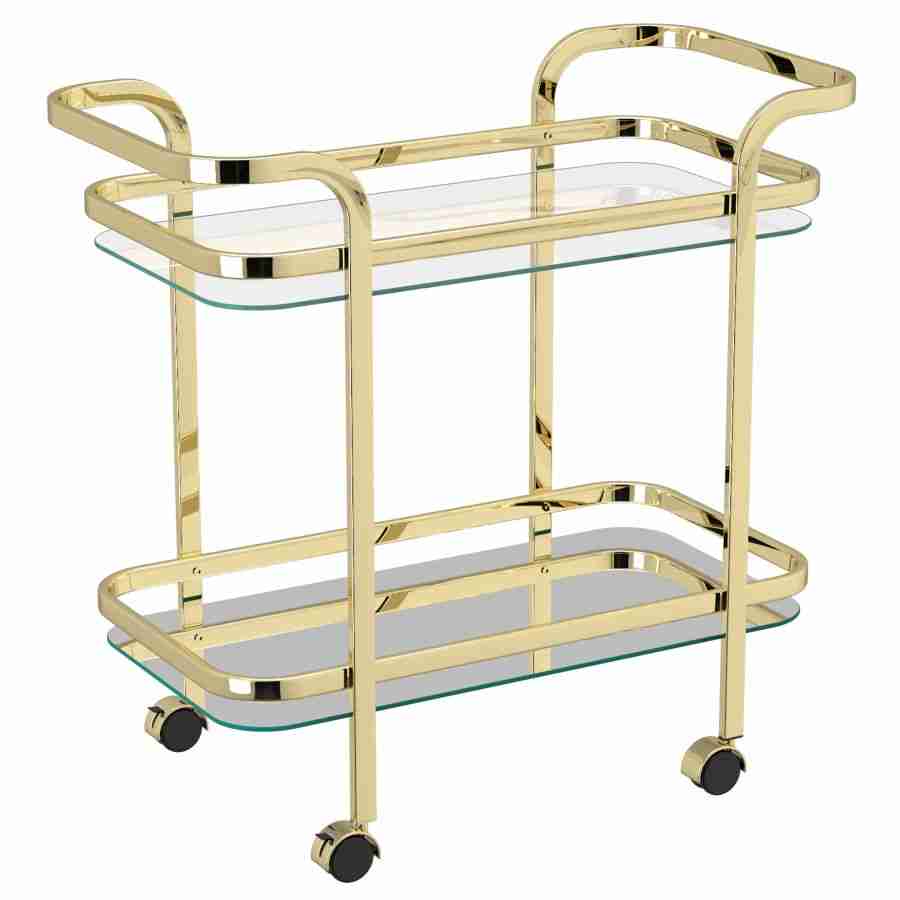 Zedd 2-tier Bar Cart in Polished Gold