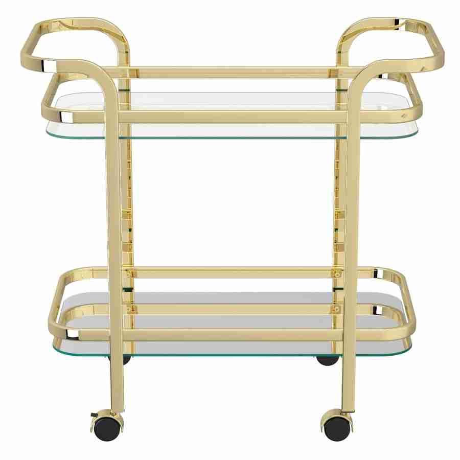 Zedd 2-tier Bar Cart in Polished Gold