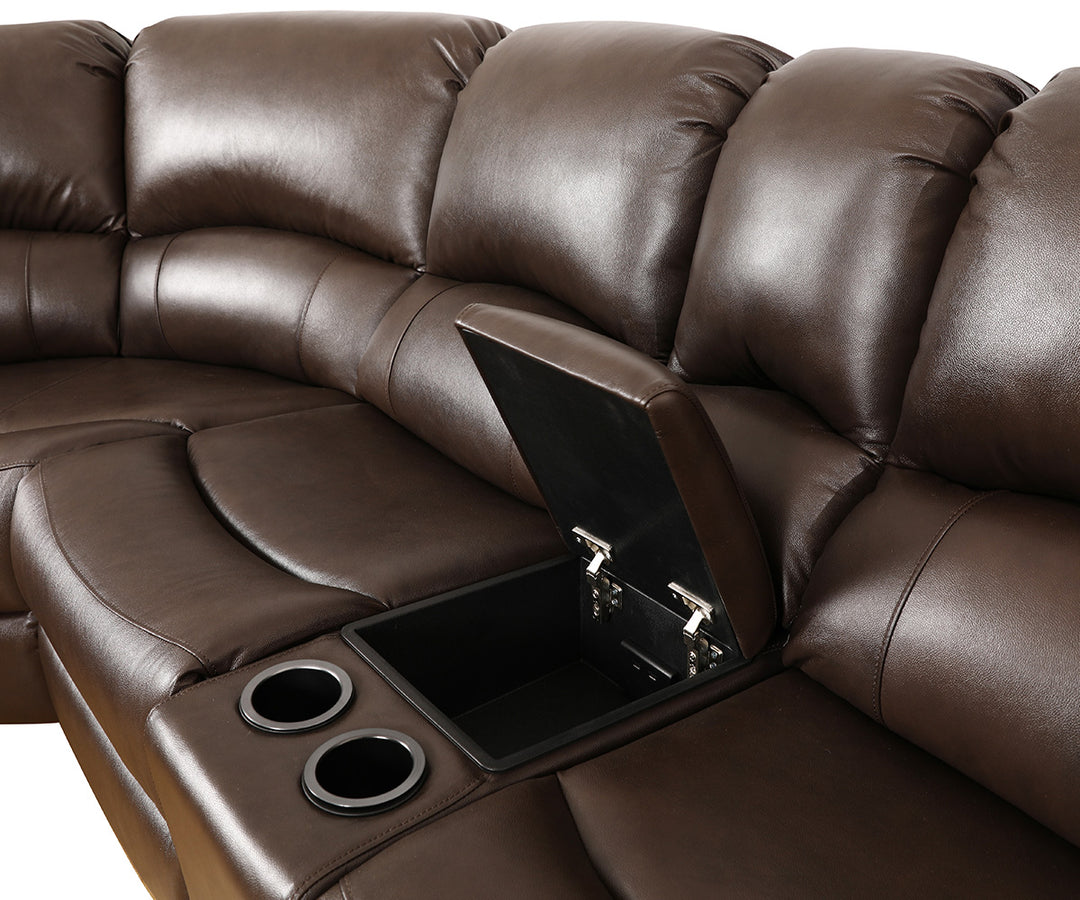 Leather Power Recliner Sectional