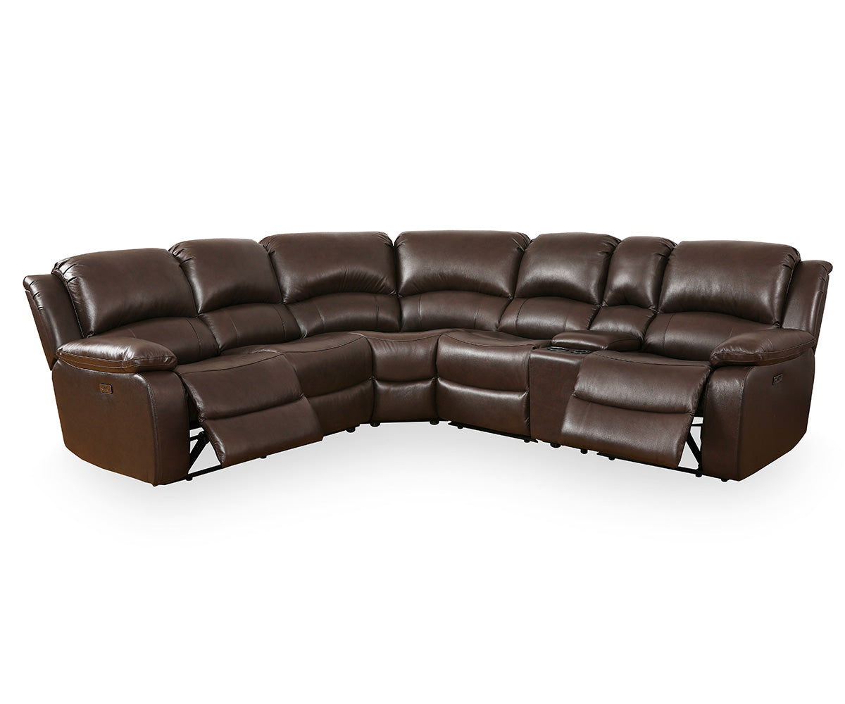 Leather Power Recliner Sectional