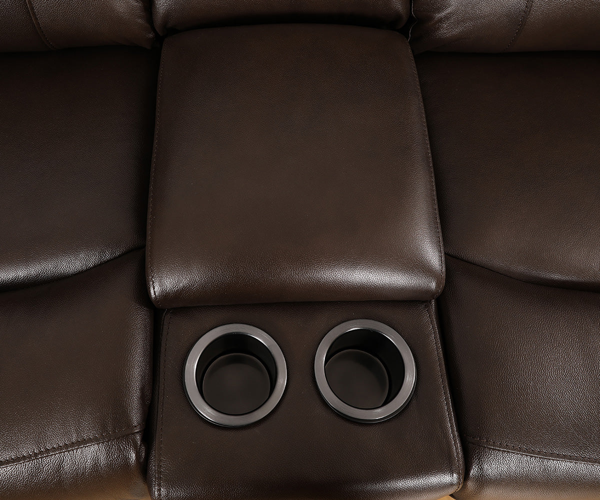 Leather Power Recliner Sectional