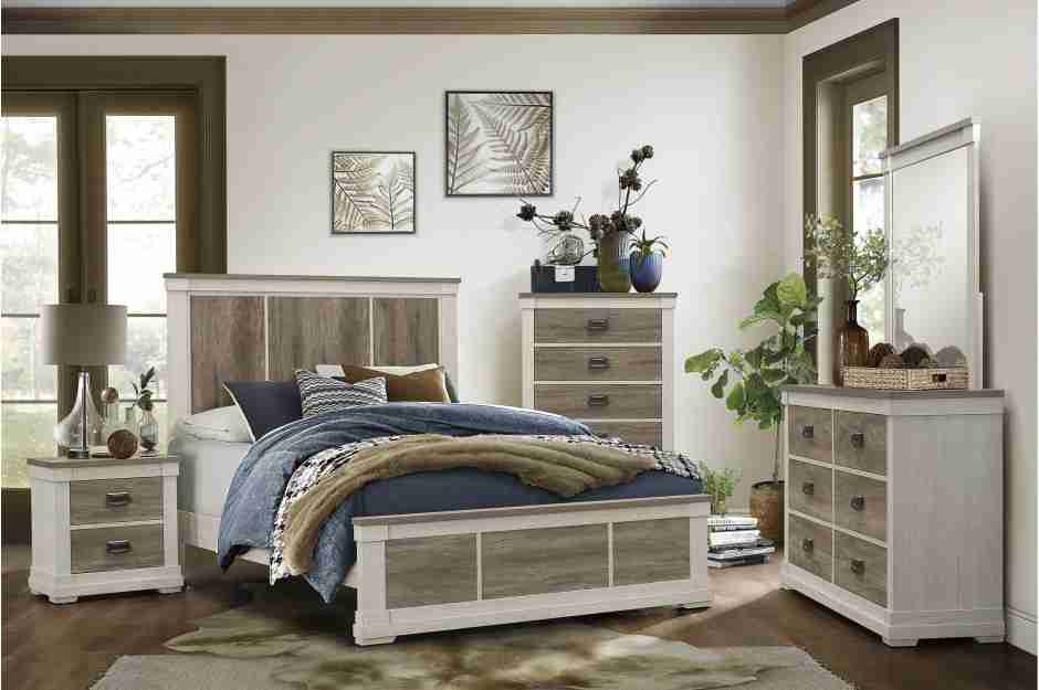 Two Tone Finish Wooden Bedroom Set