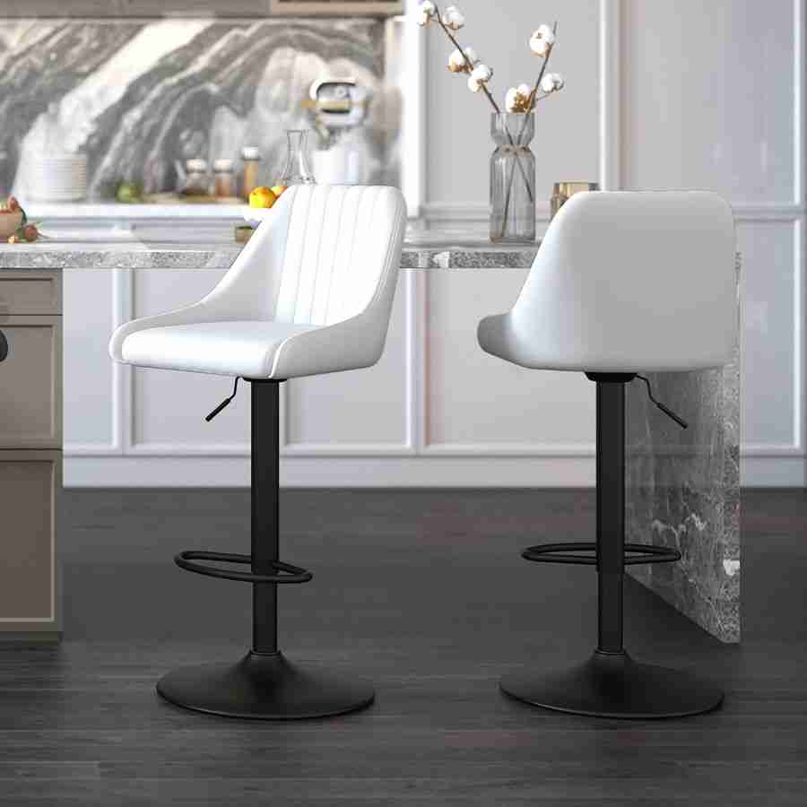 Adjustable Height Leather Bar Stool