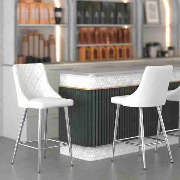 Counter Height Stool with Stainless Steel Legs