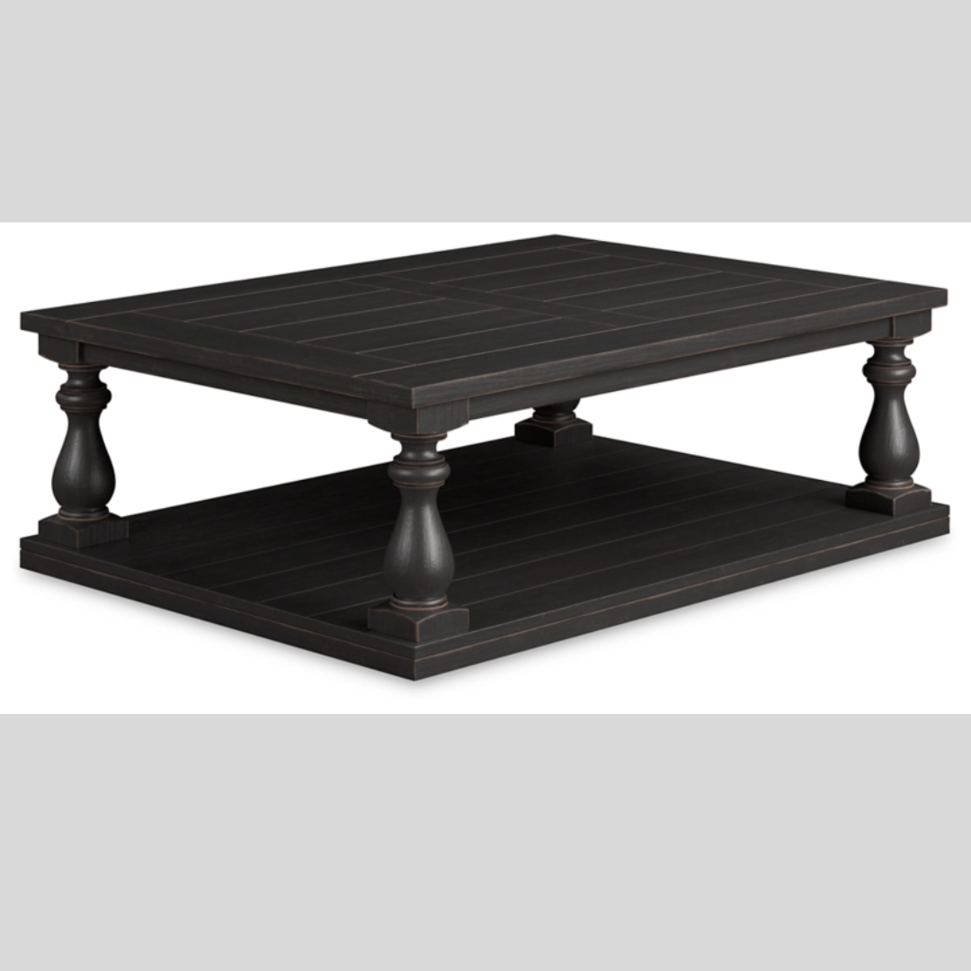 Black Wooden Double Shelf Coffee Table