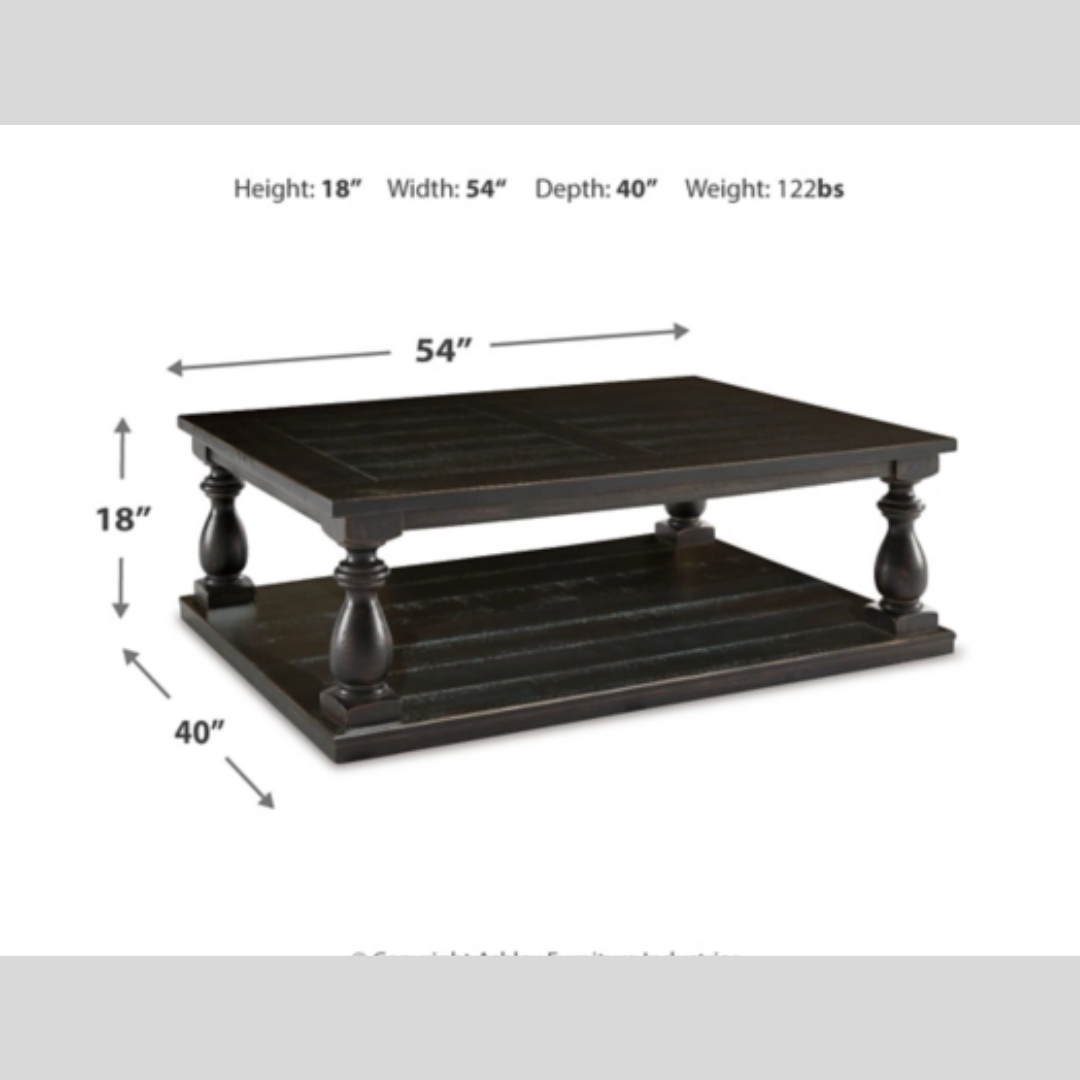 Black Wooden Double Shelf Coffee Table