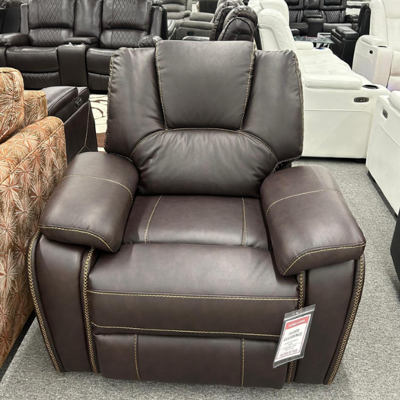 Leather Power Recliner Chair in Brown
