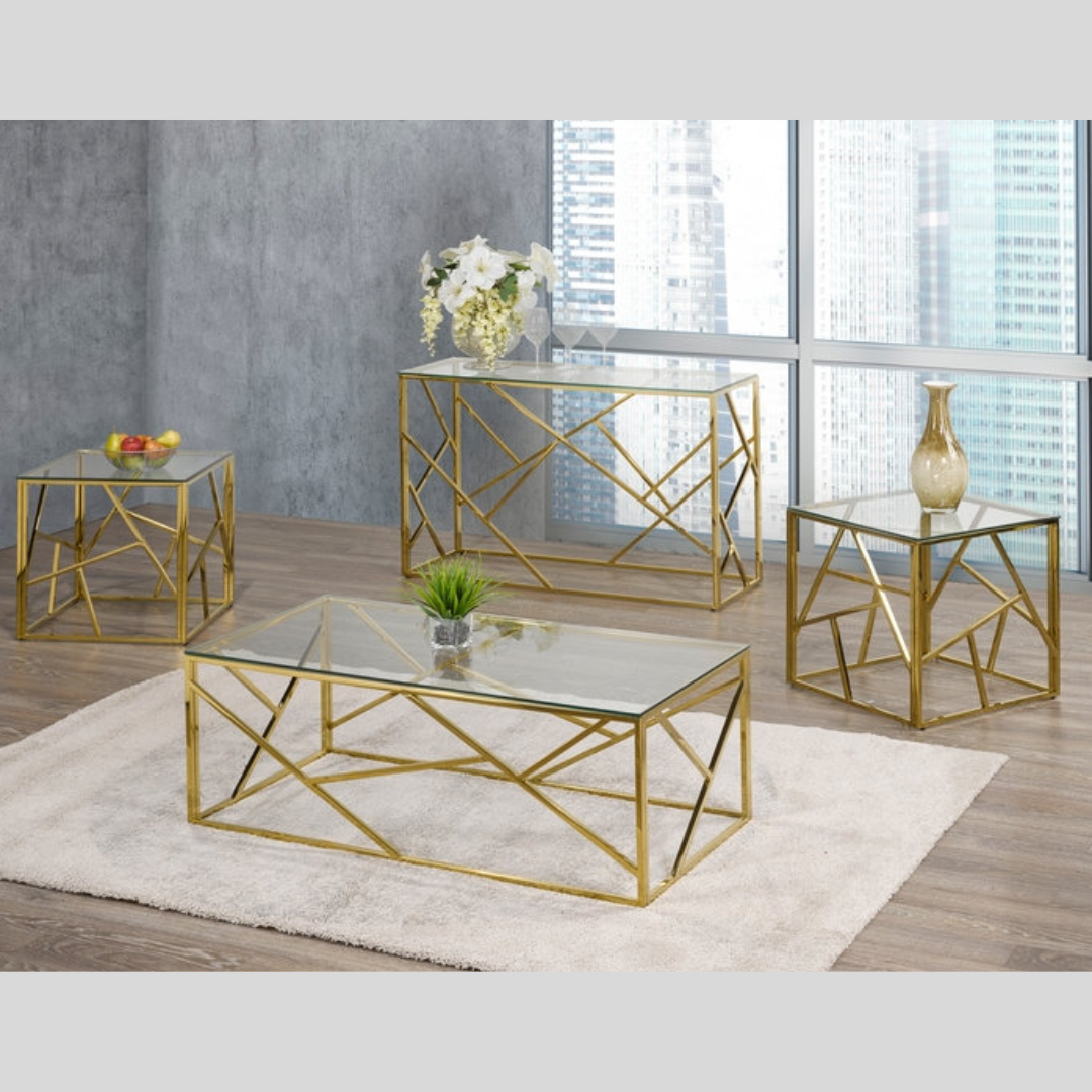 Tempered Glass Coffee Table in Gold and Silver