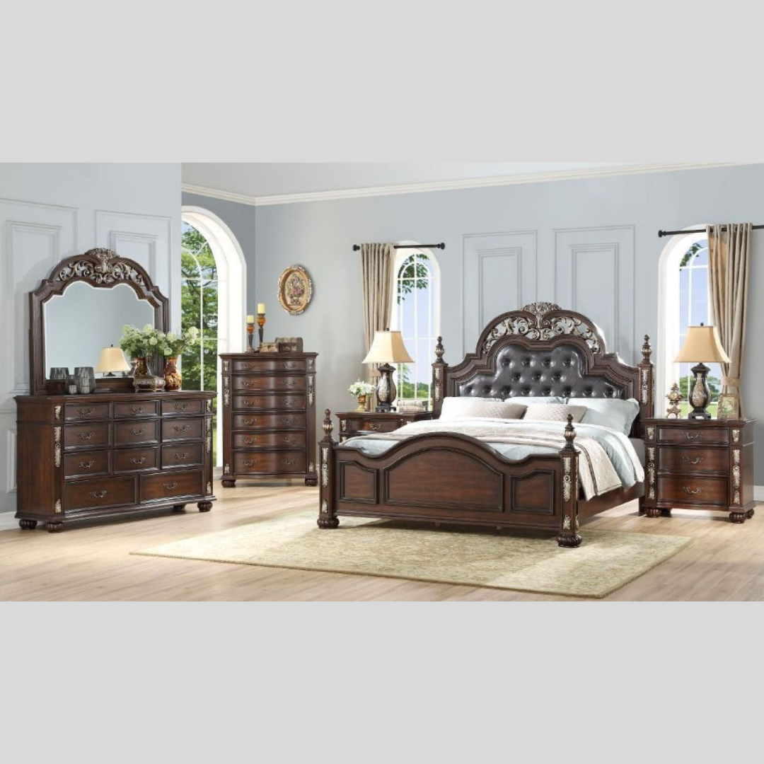 Wooden Bedroom Set in Traditional Style