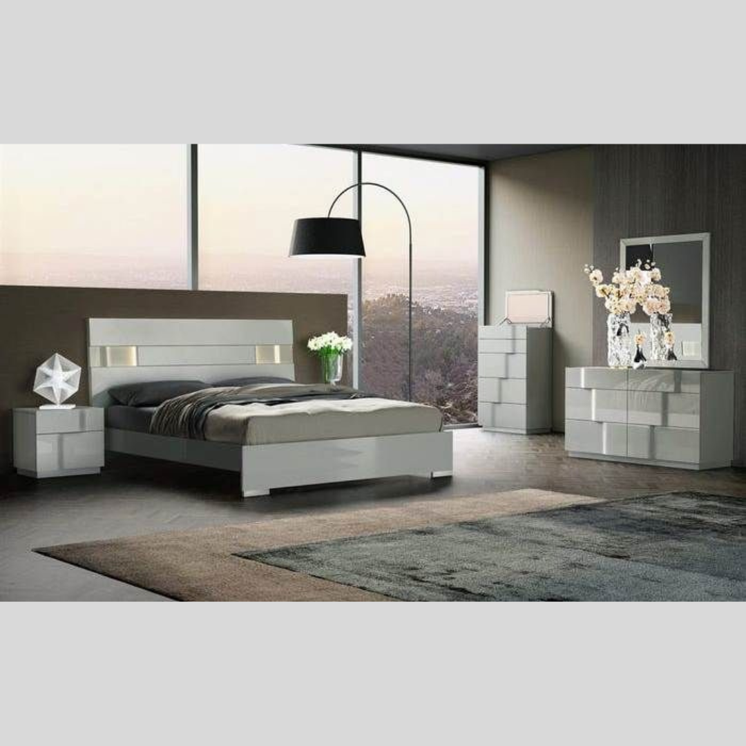 Lacquer Finish LED Bedroom Set - Latina