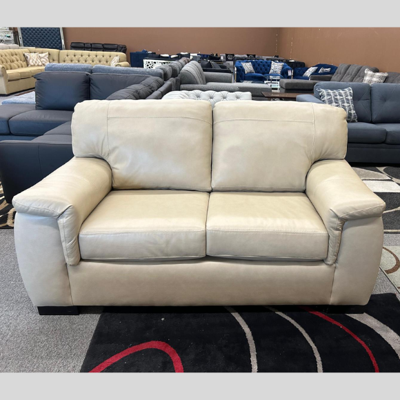 Genuine Leather Loveseat in Beige (Floor Model)