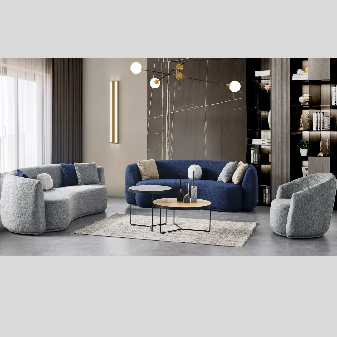 Modern Sofa Set in Chenille Fabric