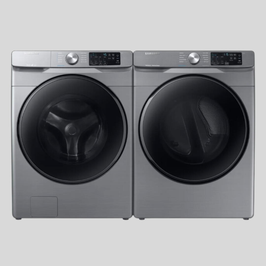 Silver Washer and Dryer Pair