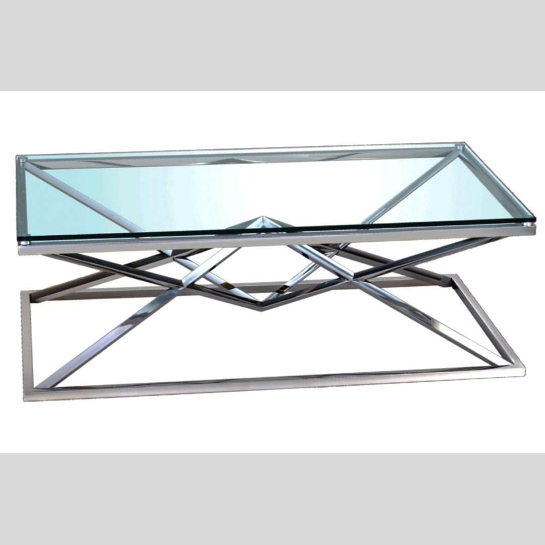 Stainless Steel Gold Glass Coffee Table