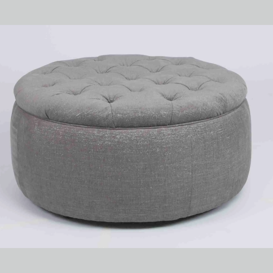 Canadian Made Tuffted Ottoman In Grey