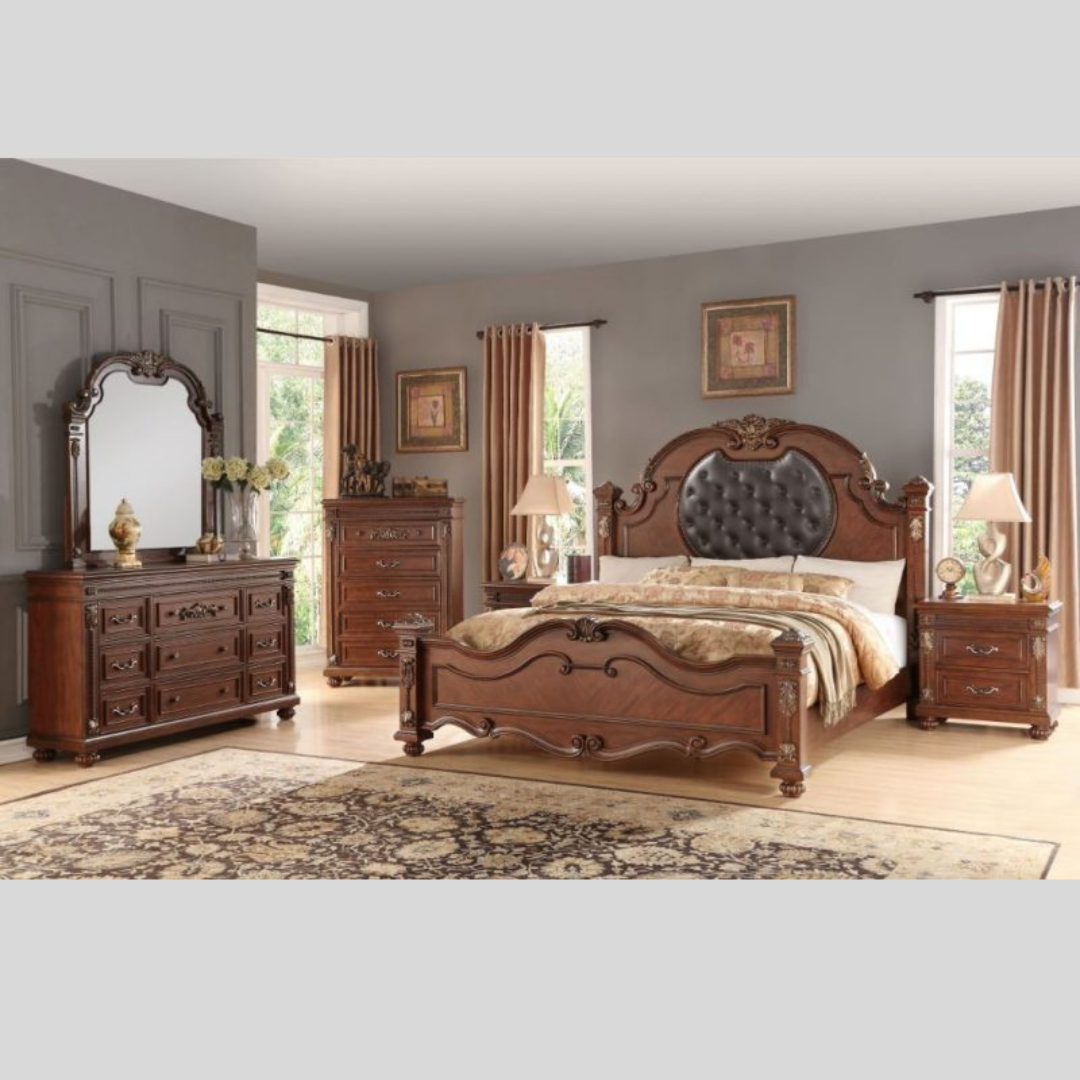 Tufted Leather Designer Wooden Bedroom Sets