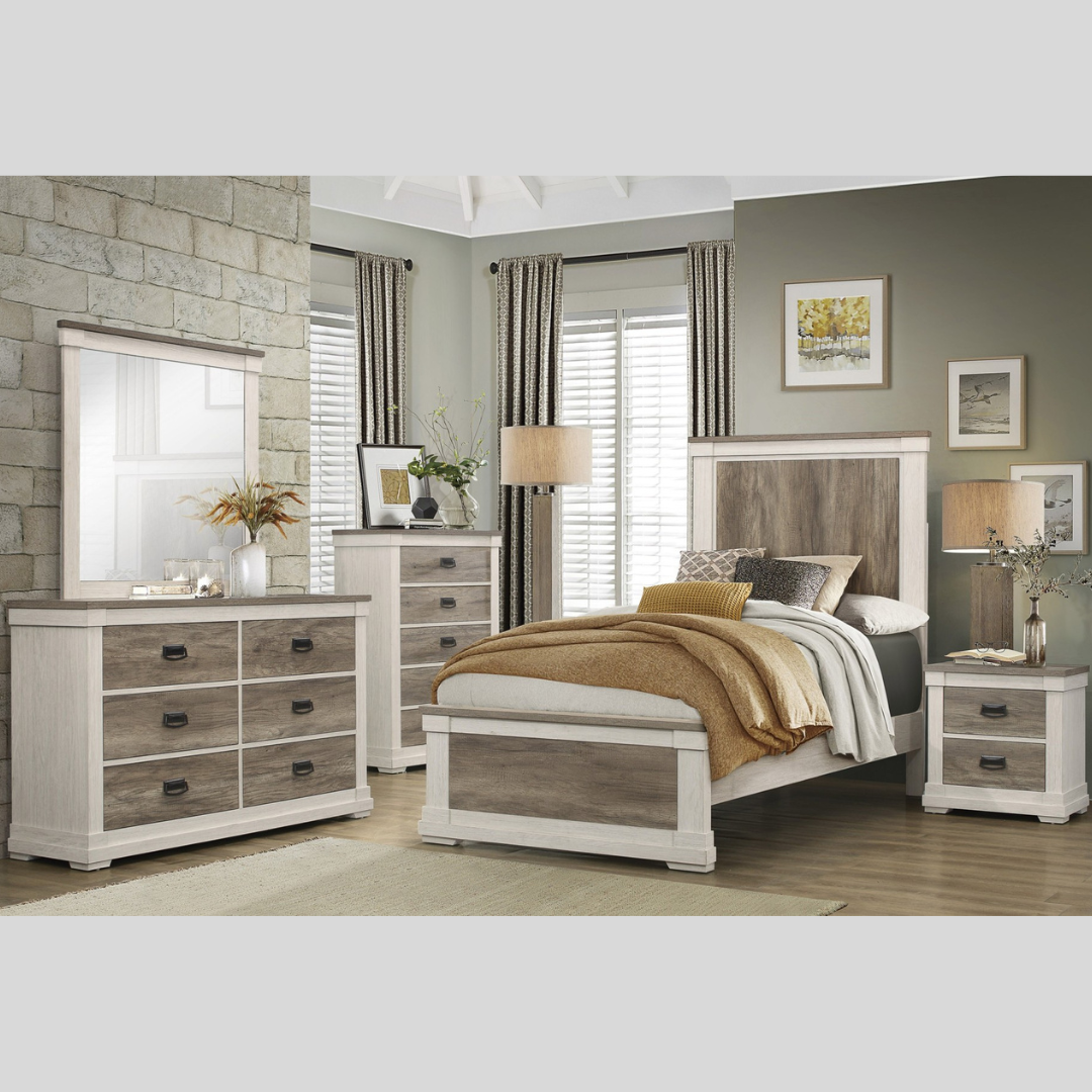 Two Tone Finish Wooden Bedroom Set