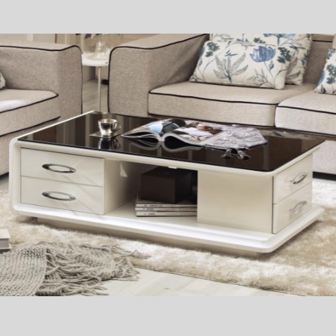 White Lacquer Storage Coffee Table