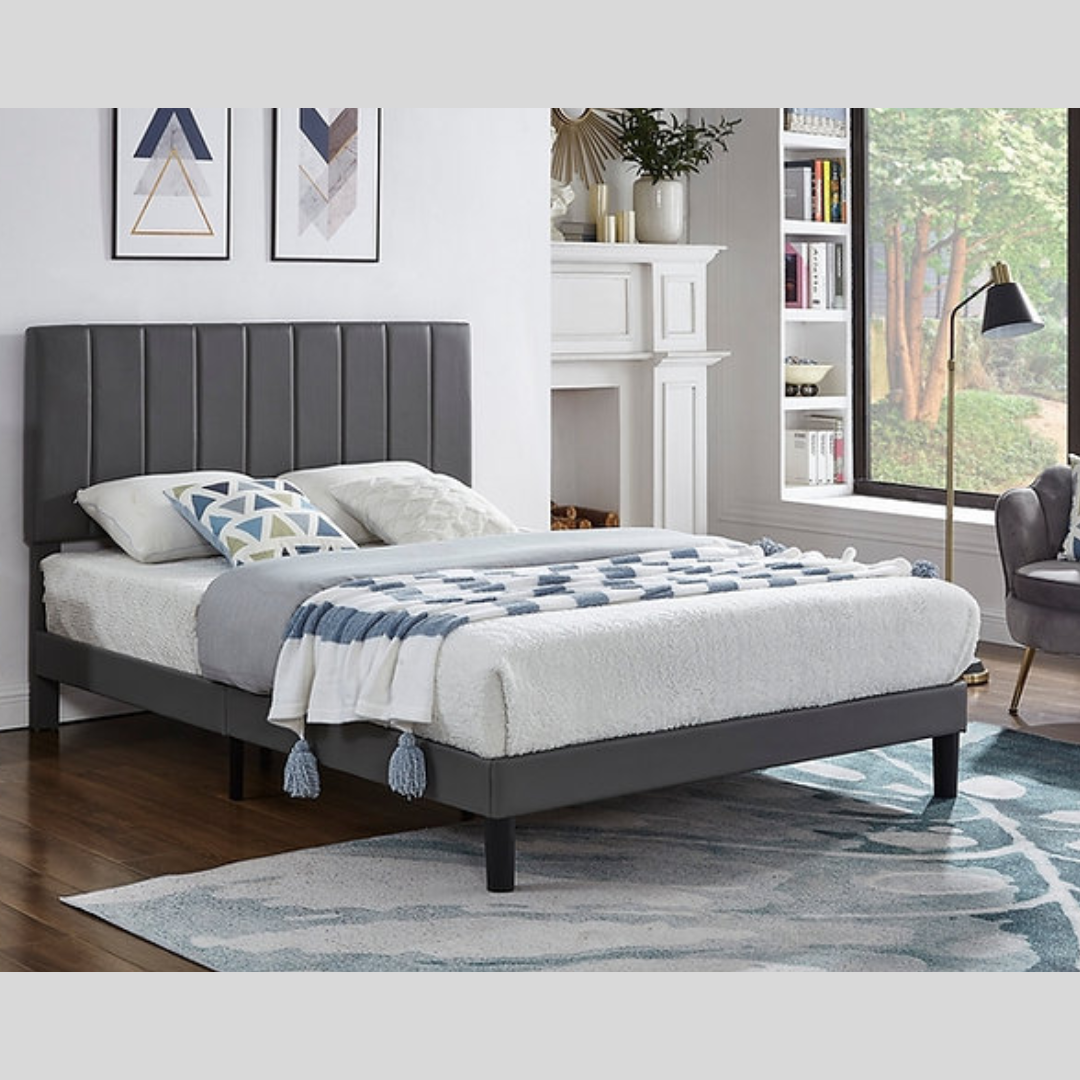 White PU Platform Queen Beds on Sale