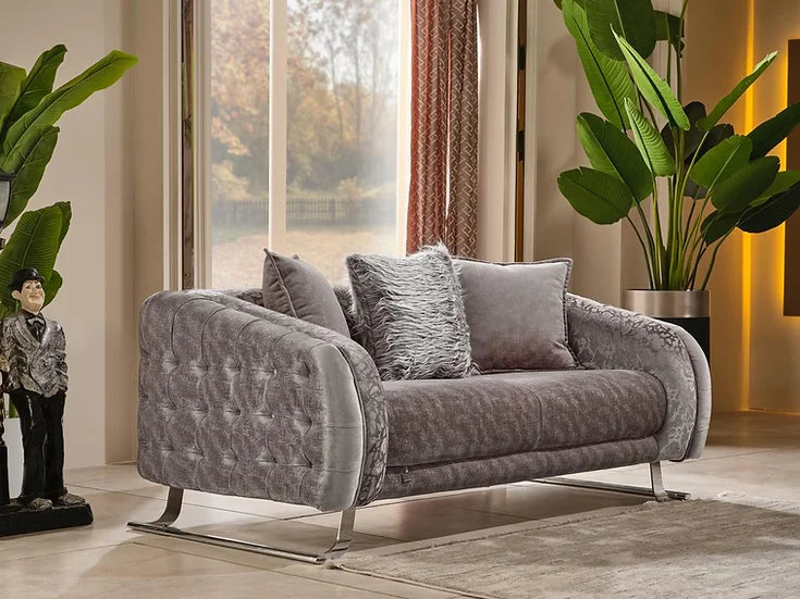 Gray &Silver Sofa Set - Concord