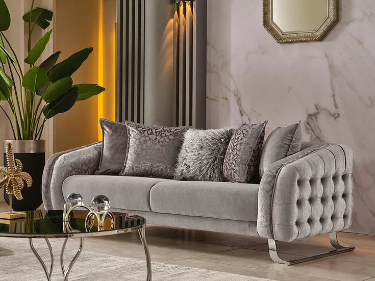 Gray &Silver Sofa Set - Concord