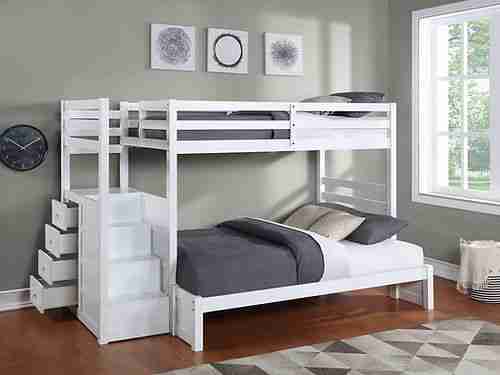 White Single Over Double Bunk Bed