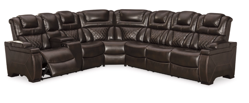 Warnerton 3-Piece Power Leather  Reclining Sectional