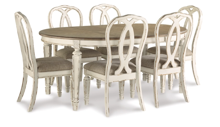 Antique Finish Dining Set in White